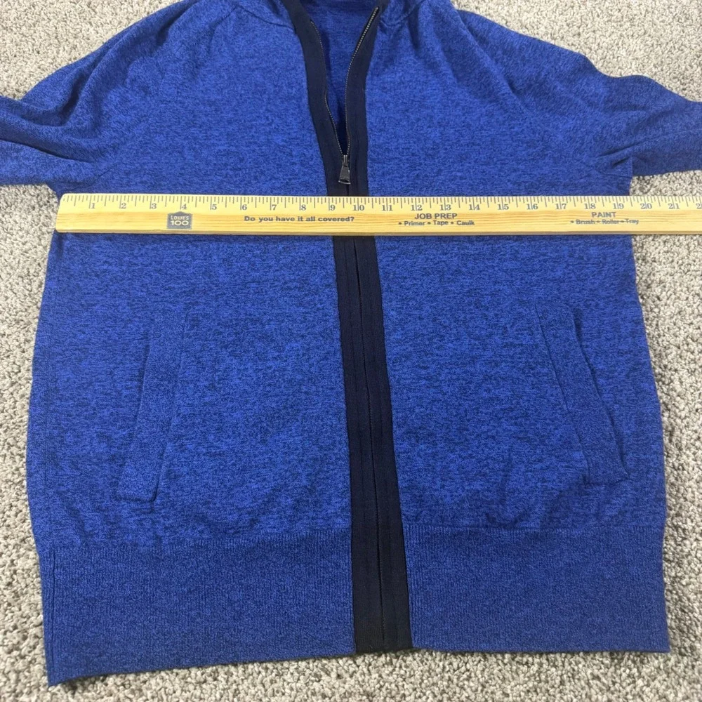 Banana Republic Mens Blue Marled Full Zip Knit Hoodie Sweater Size M Pockets